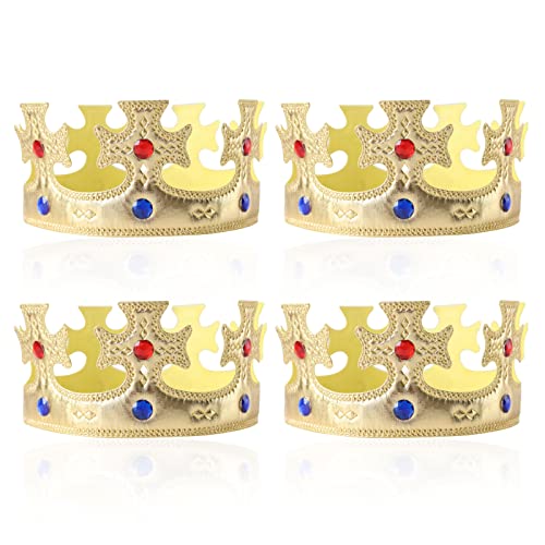 MIVAIUN 4 coronas rey y reina, accesorios disfraz niños adultos, sombreros fiesta cumpleaños