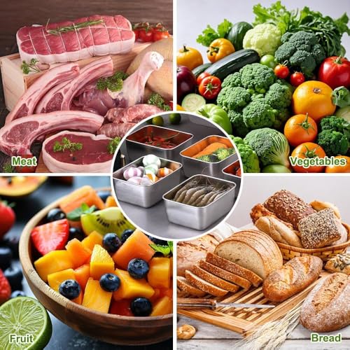 Image of Sinbyuer Stainless Steel fresh- keeping Container with cover refrigerator, Packing Box, garnish box, outdoor Picnic Containers, Food Storage Container, Small Container (4 Pcs)