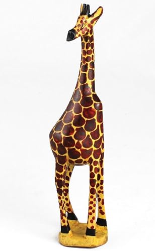 Miniatura 2 de African Art Estatua de escultura de jirafa de madera tallada a mano de 12 pulgadas, fabricada en Kenia
