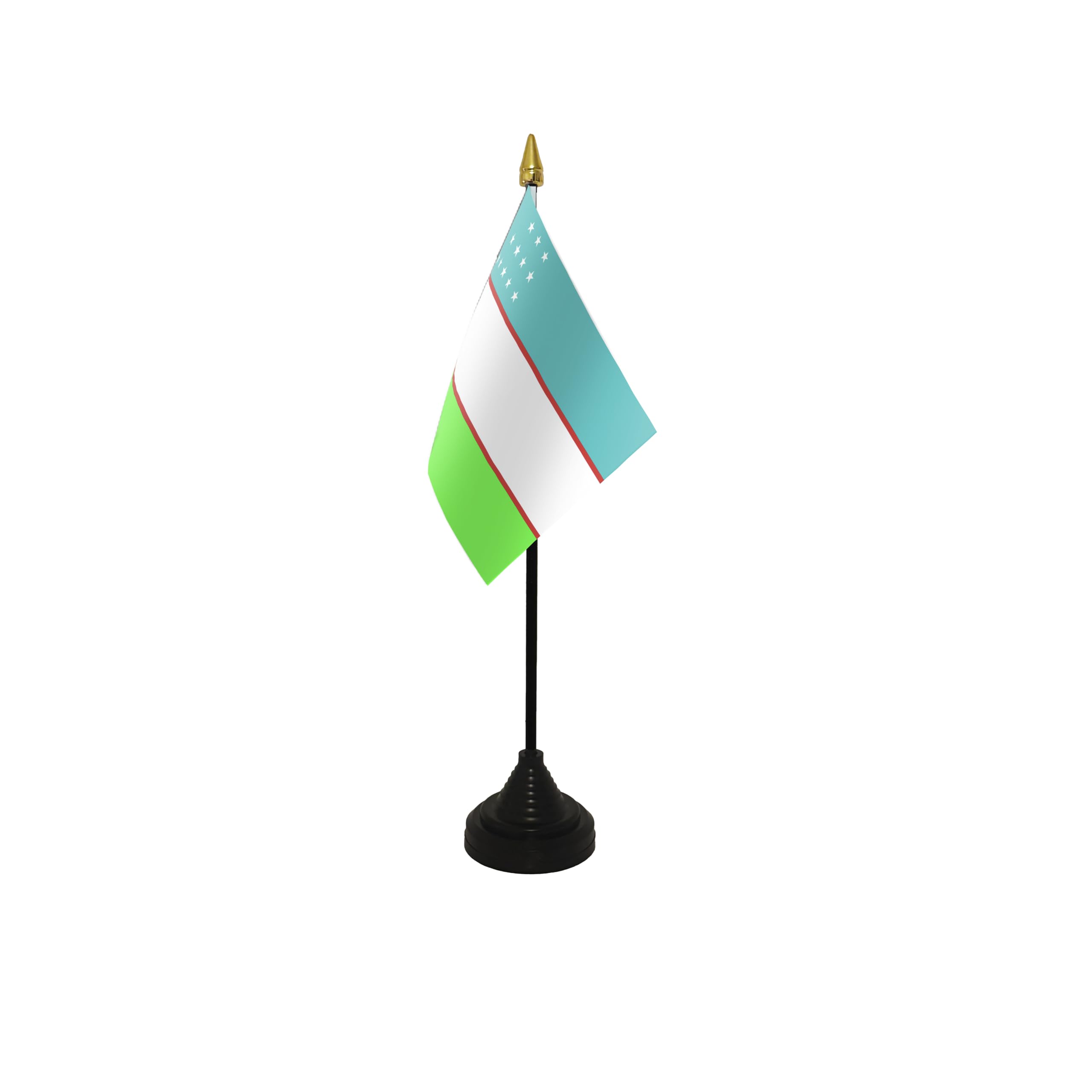 Flagtex Uzbekistan Small Table Flag With Black Base