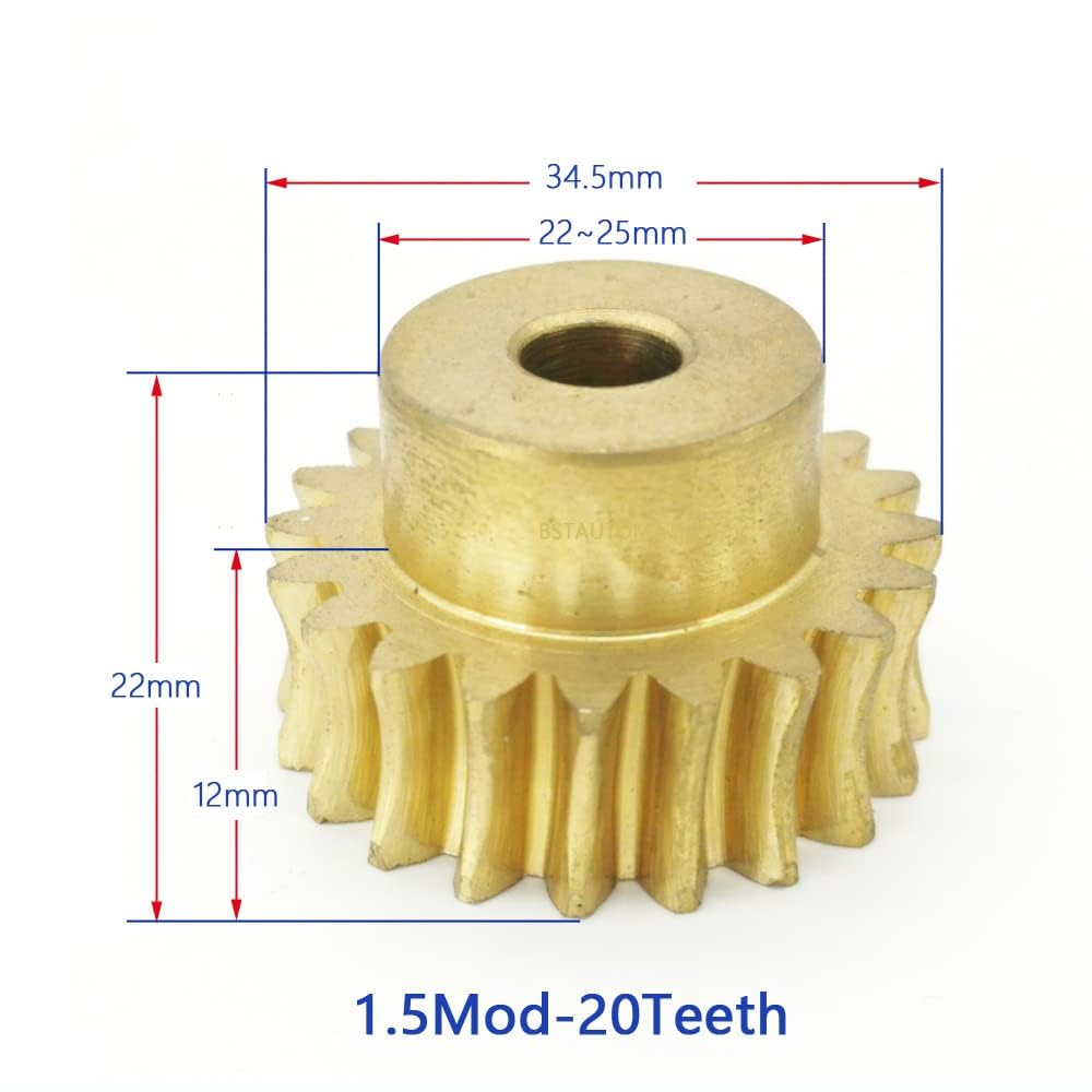 Set ingranaggi a vite senza fine 1,5 M-20T rapporto 20:1 Mod albero per asta in acciaio al carbonio a 20 denti, ingranaggio in ottone, riduzione, parte di trasmissione (ingranaggio 12 mm, asta-foro 12