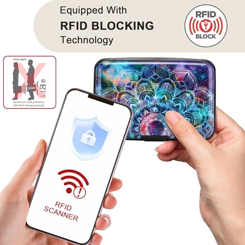 Image of ELFISH Mini RFID Aluminum Wallet Credit Cards Holder Business Card Case Metal ID Case for Men Women (Acolorful)