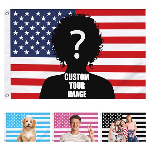 Custom America Flag Personalized American US Flags with Your Photo Image Text Single-Sided 2x3 3x5 4x6 5x8 Ft US Flag Customized Funny Tapestry Poster For Bedroom Living Rooms Dorm Decorate Gift