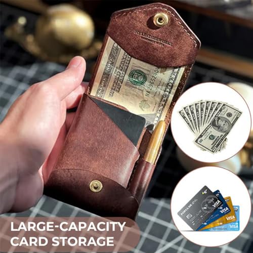Generisch Leder Bifold Geldbörse Herren – PU Leder, Minimalistischer Schlanker Multifach Kartenhalter | ŔFID Schutz Kompaktes Portemonnaie, Geldorganizer Stiftschlitz für 4-12 Karten und Reise – Bild 6