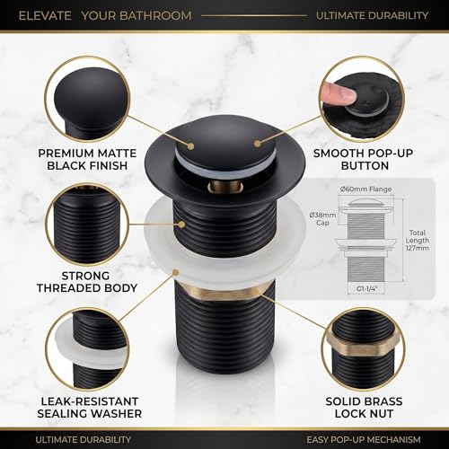 Image of InArt Waste Coupling for Wash Basin /Pure SS 5 inch Drain Out let System Full Thread Half-Cap Pop up Coupling for Wash Basin Accessories (Matt Black - Pack of 1)