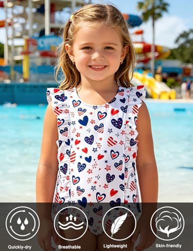 Image of RAISEVERN Baby Girls Swimsuit Ruffles Bathing Suits Cute Beach Sport Swimming Backless Summer One Piece Swimwear 2-7 Years