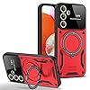 SKYLMW for Samsung Galaxy A14 5G/4G Case with 360° Rotatable Invisible Ring Stand, Large Window Design Compatible with Magsafe, Military-Grade Protection Shockproof Phone Cover for Women Men, Red