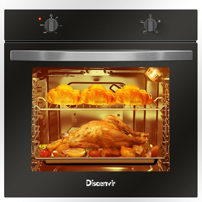 Electric Single Oven Built-in Integrated Black, Installed 65L 4 Functions Electric Single Oven Ideal for Family Cooking Easy Programmable Timer