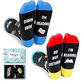 HAPPYPOP Funny Socks Fun Socks Crazy Socks Silly Socks for Women Teen Girls, Book Lovers Gifts for Readers Nerd Book Reading Gifts for Students Book Socks