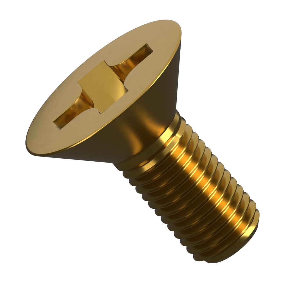 M4 (4mm x 20mm) Brass Phillips Countersunk Machine Screws Metric Flat Head Steel Fully Threaded DIN 965 (Pack of 20) E3D