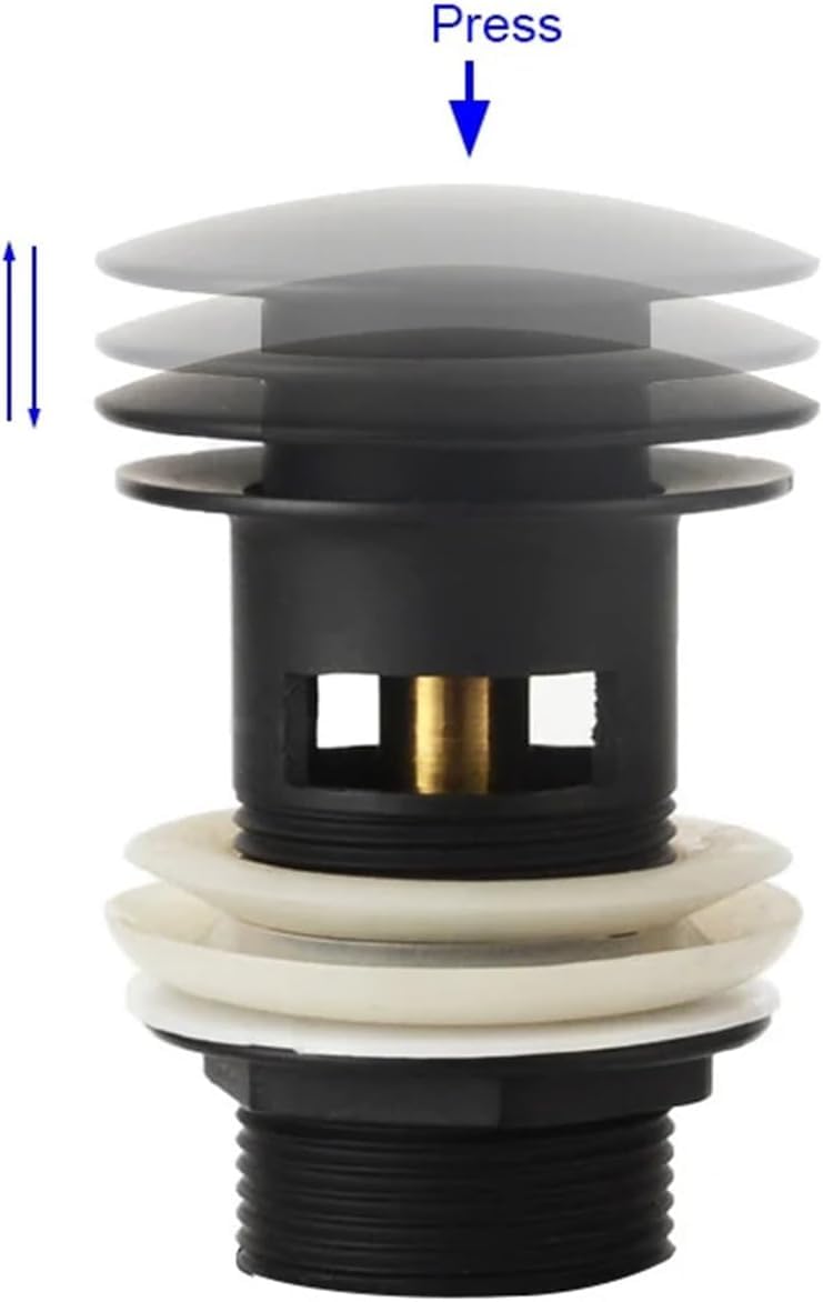 sustitución de tapones de fregadero pop up, Tapón de desagüe for lavabo de baño, desagüe emergente, accesorios for grifo de baño, latón, negro mate, cromo, oro rosa y oro cepillado(Grey No Hole)