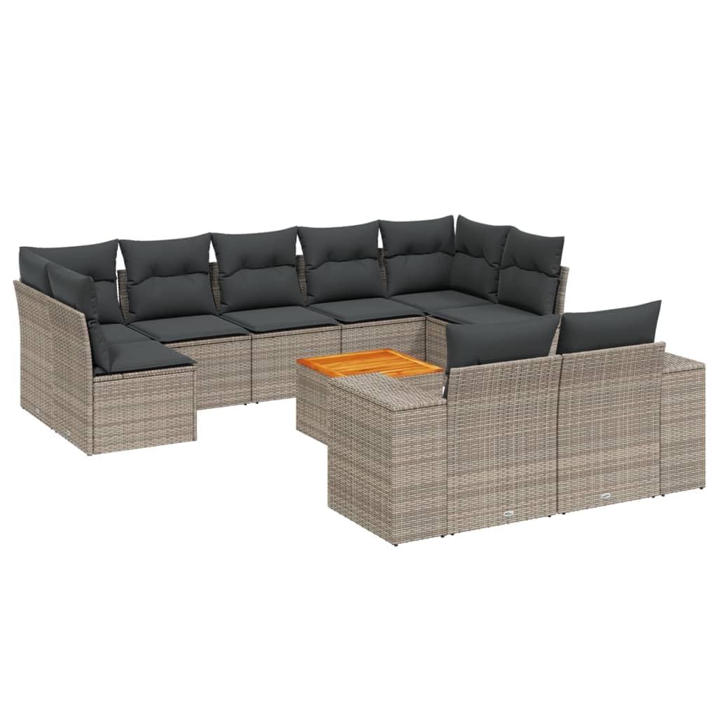 Set De Sofás De Jardín 10 Pzas Ratán Sintético Gris