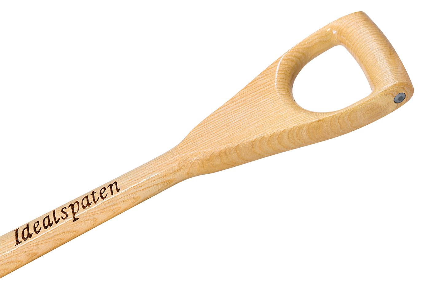 IDEAL-Spaten Kieler Form | für Harte und steinige Böden | feinpolierter Doppelfederspaten, selbstschärfend, mit Tritt, Eschen-T-Stiel 85 cm