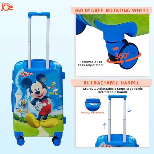 Image of JUNIOR JOE ABS Hard Shell 8 Wheels 24 Inches 360 Degree Rolling Trolley Suitcase for Kids (Luggage-6), Blue, Medium