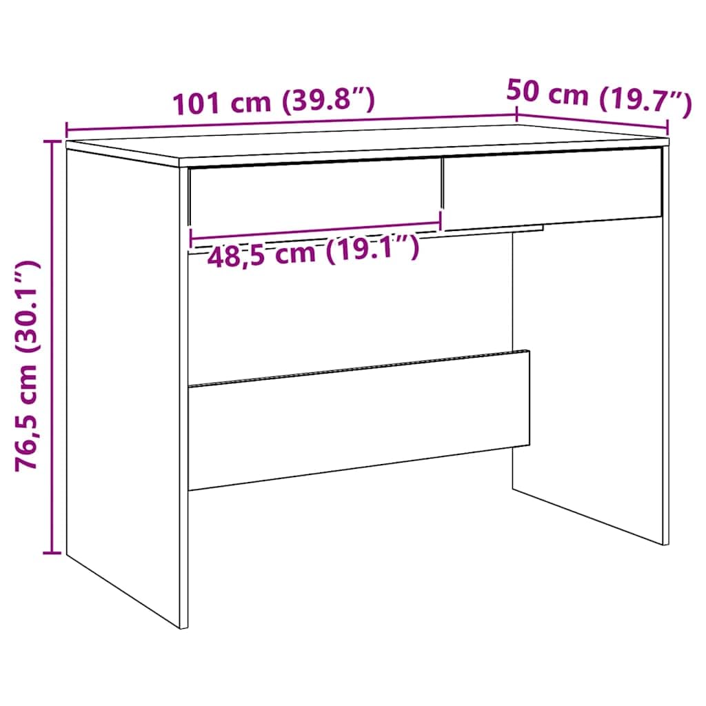 Schreibtisch Artisan-Eiche Holzwerkstoff 101x50x76,5 cm mit Schublade Stauraum für Büro Homeoffice Arbeitszimmer Kinderzimmer Lernen platzsparend ergonomisch