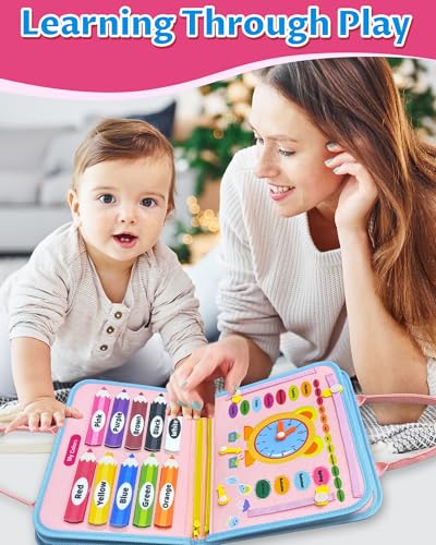 Image of Exorany Busy Board Montessori Toys for Toddler Girl & Boy Birthday Gifts, Busy Book Learning Sensory Toys for Toddlers, Toddler Travel Toy Educational Activities Learn Fine Motor Skills