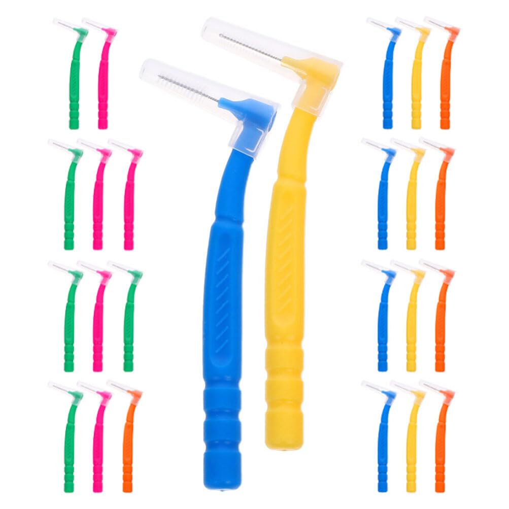NOLITOY Interdental Brush 30pcs Brush Cleaner Flossers Toothpicks Picks, Soft Spiral Head Brush for Cleaning Oral Care
