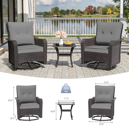 Image of 16 PCS Outdoor Patio Furniture Set,Outdoor Sectional Furniture with 45 inch 55000 BTU Gas Propane Fire Pit Table,All Weather PE Rattan Wicker Patio Conversation Set,Swivel Rocking Chairs Set,Grey