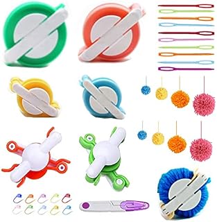 Pom Pom Maker, Pompom Maker Tool Set for DIY Fluff Balls Knitting Craft Making Kit with Sewing Scissors Craft Project