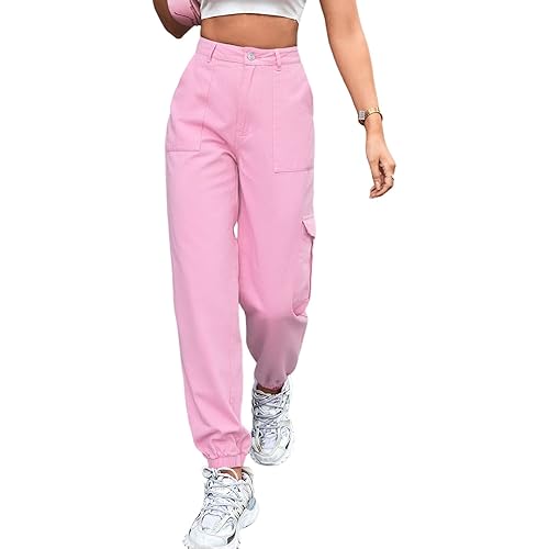 Cargo Jeans for Women Y2k High Waist Flap Pocket Straight Leg Baggy Jeans Fashion Streetwear