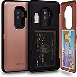 TORU CX PRO Galaxy S9 Plus Wallet Case Pink with Hidden Credit Card Holder ID Slot Hard Cover, Mirror & USB Adapter for Samsung Galaxy S9 Plus - Rose Gold