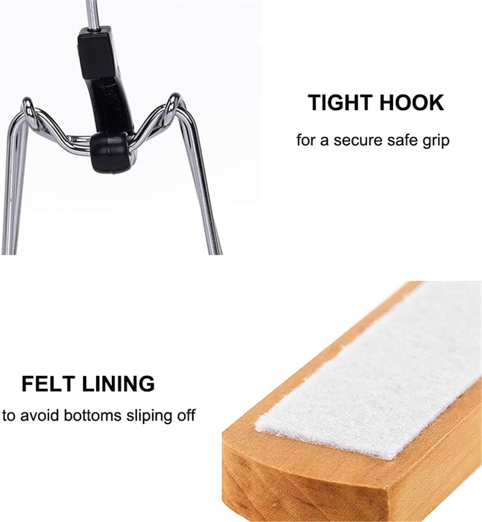 Multifunction Wooden Pants Hanger Rack Organizer Non-Slip Trouser Hangers for Skirt Wardrobes Hair Clamp, 5pcs