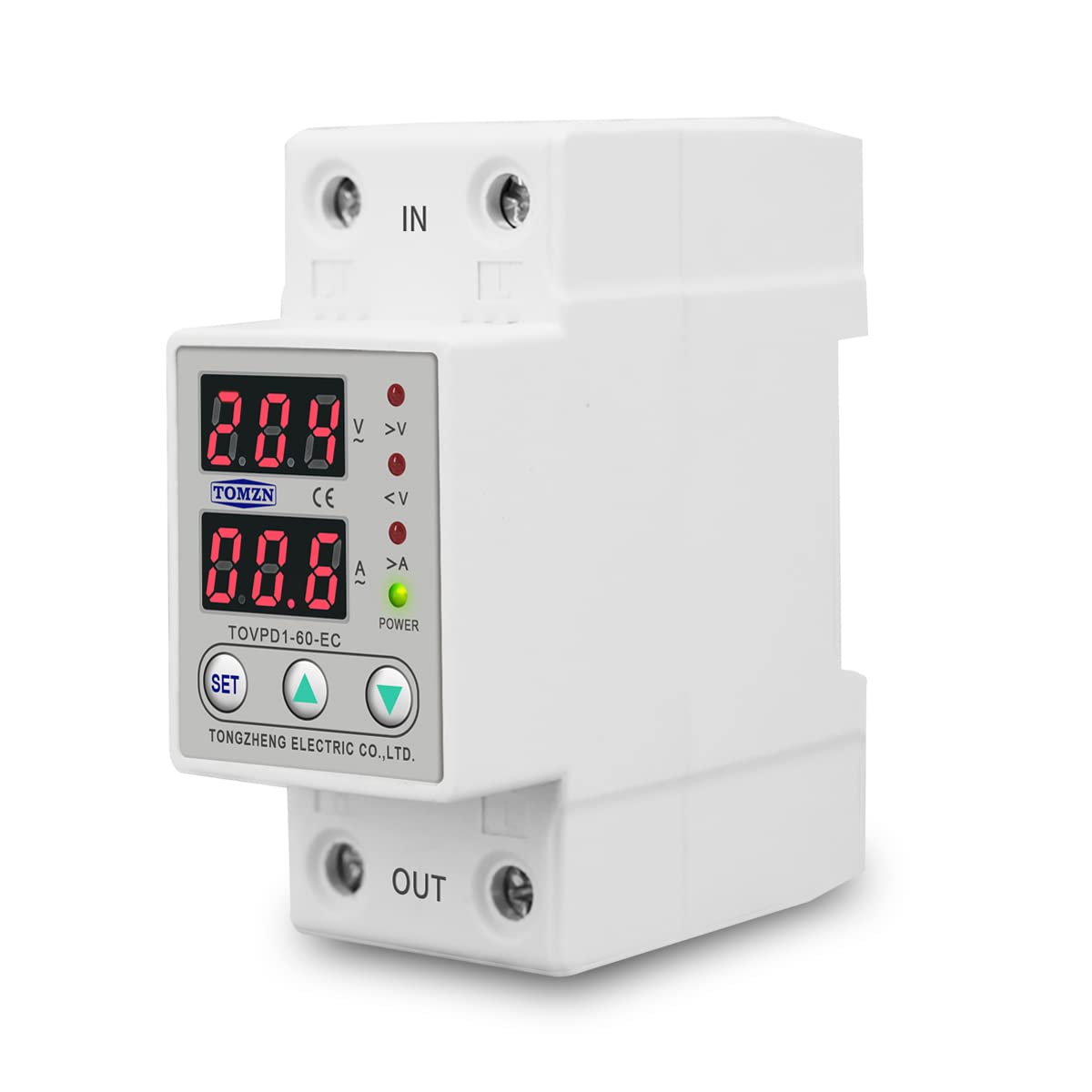 Circuit Breakers, Din Rail 60A 230V Adjustable Over and Under Voltage Protective Device Protector Relay with Over Current Protection Voltmeter(60A)