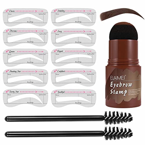Eyebrow Stamp Stencil Kit - Eyebrow Stamp and Shaping Kit for Perfect Brow, Eyebrow Stamp Waterproof Dark Brown, Long-Lasting, Easy to Use, Waterproof(Dark Brown)