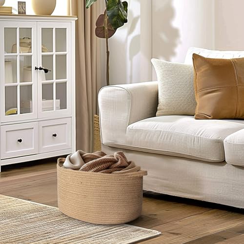 Image of MEGASKET Jute Wicker Storage Basket with Handles, 17 inchx12 inchx8 inch Decorative Woven Baskets for Organizing Dog Toy, Gifts, Book, Towel, Cloth, Boho Storage Bin for Shelves, Entryway, Closet, Home Decor