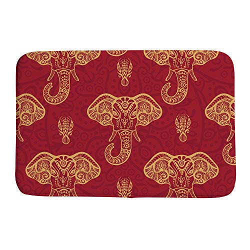 Tapis de bain anti-sol froid velours corail éléphants indiens Ruchen - 2