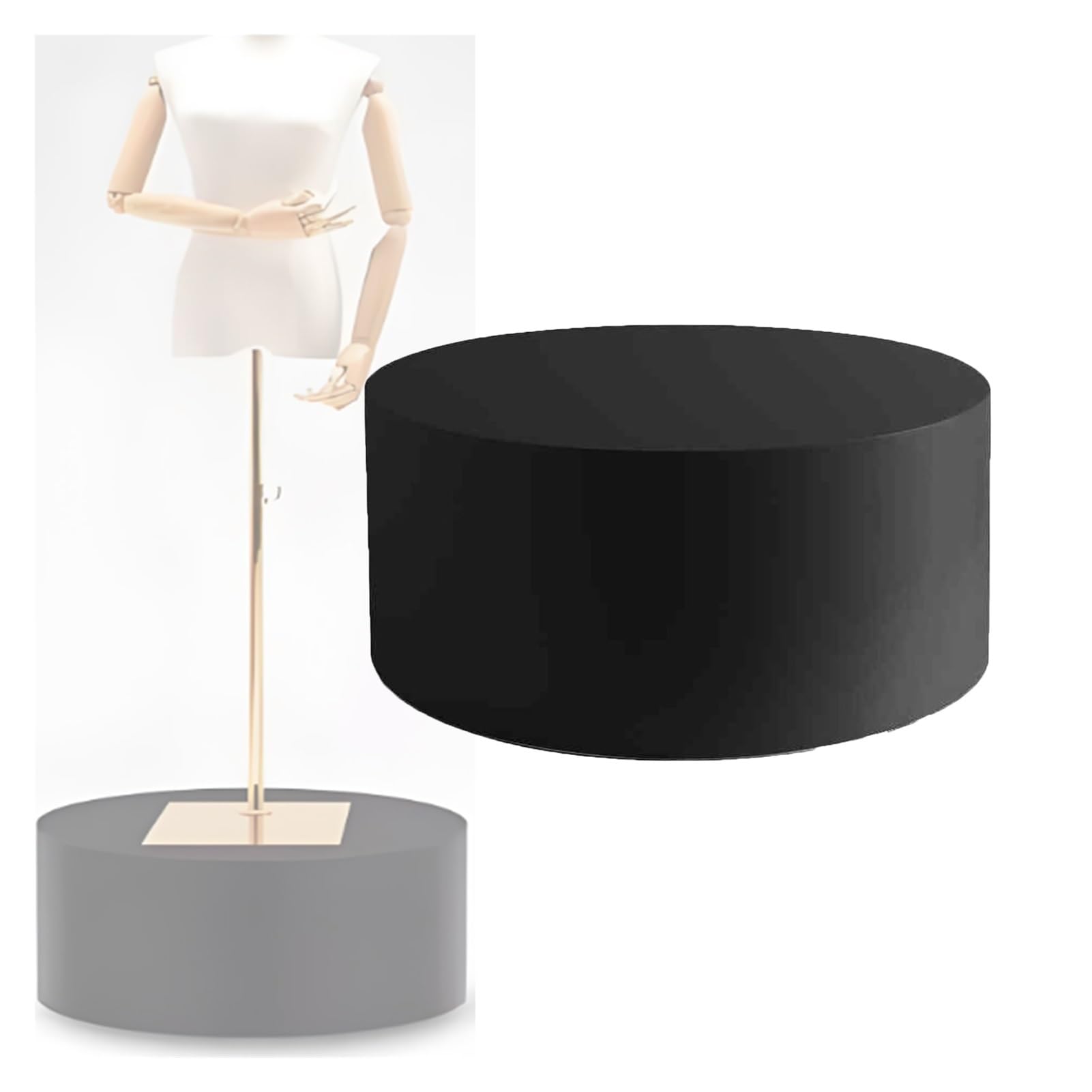 Soporte redondo de pedestal para tiendas de novias y tiendas de ropa, modelo negro, plataforma elevadora, 50 x 20 cm, para uso doméstico y comercial