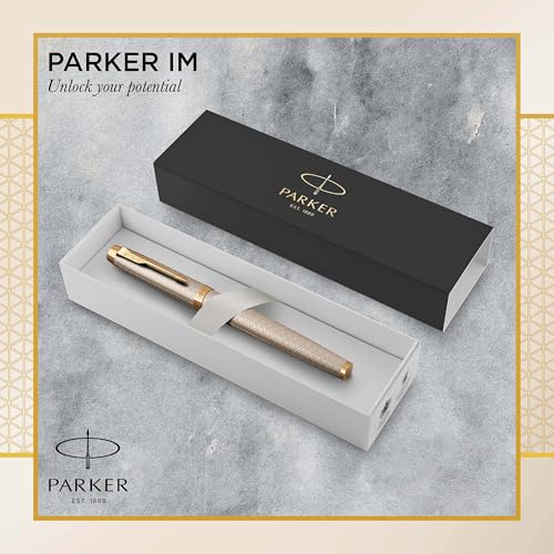 PARKER IM Fountain Pen, Premium Warm Silver, Fine Nib with Blue Ink Refill - Additional View