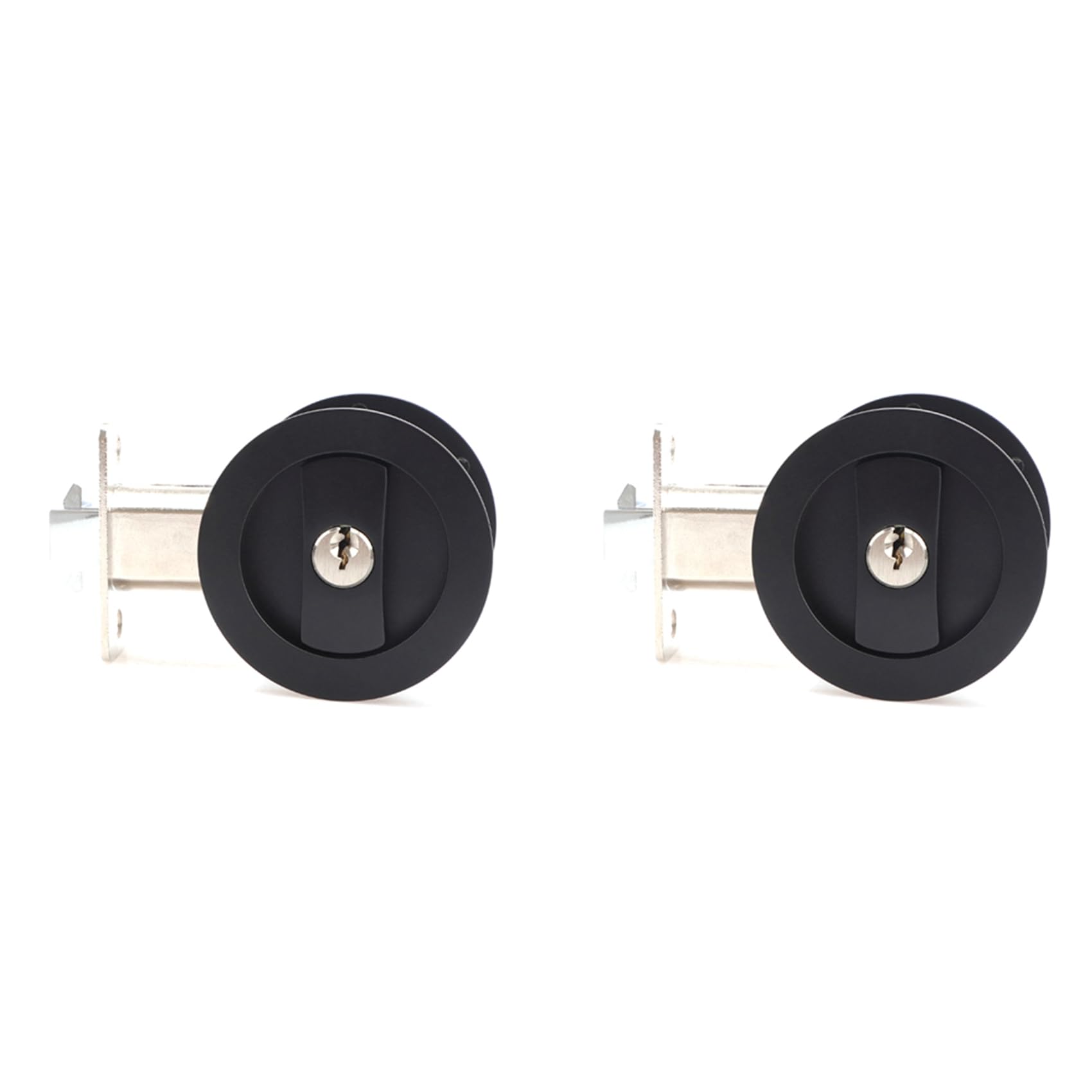 Jnchdghwa 2X Sliding Pocket Door Lock Black Privacy Round Pocket Door Hardware Black Contemporary Pocket Door Lock with Keys