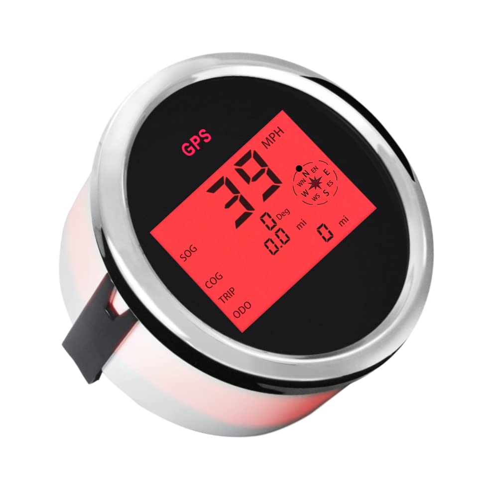 ELING Uniwersalny cyfrowy prędkościomierz GPS Speedo miernik ODO COG TRIP do samochodu motocykla, ciężarówki, jachtu, statku 3-3/8 cala (85 mm) 9-32 V