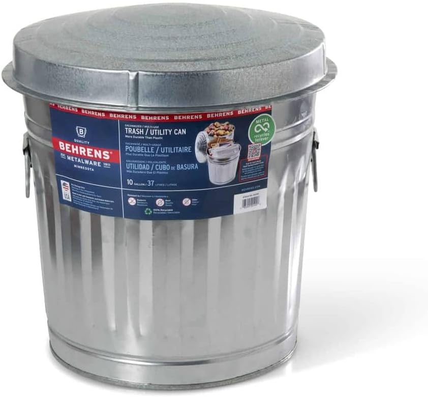 10-Gallon Trash Can with Lid