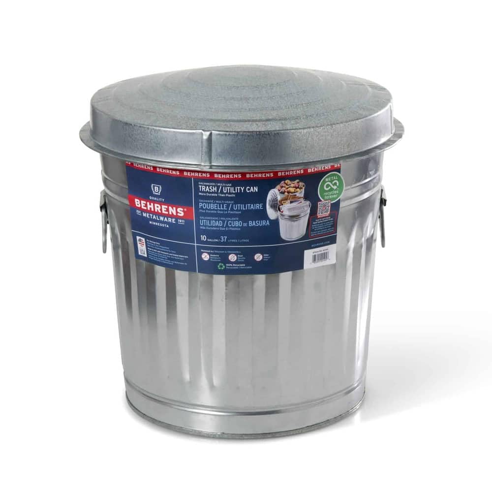 Behrens Manufacturing 6210 Galvanized Steel Trash Can, 10-Gallon