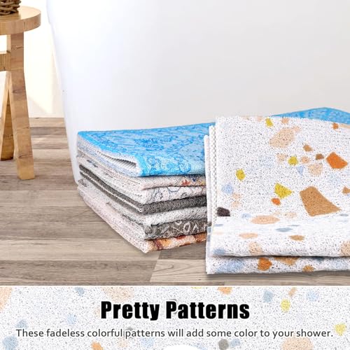 Image of Square Shower Mat Non Slip: 31x31 Inch Shower Floor Mat with Drain Hole in Middle, Super Soft and Comfortable PVC Loofah Massage Bath Mat for Shower, Anti Slip Shower Stall Mat, Quick Drying