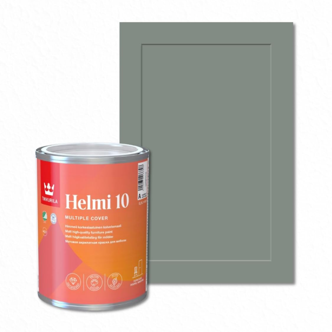 TIKKURILA Helmi 10 Matt Paint for Kitchen Cupboards, Furniture & MDF | Durable Interior Wood Finish - 0.25L Nephrite N494