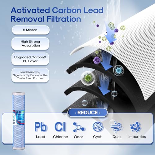 Image of ICEPURE 4.5 inchx 20 inch Whole House Water Filter High Capacity Combo Set, Carbon Block Cartridge and Upgraded Activated Carbon Lead Removal Filter Replacement for 20 Inch Water Filter System, Pack of 1