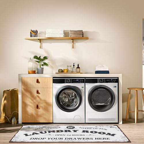 Zoke Laundry Room Rug Runner Stylish Non-Slip Laundry Room Mat 20"x47", Versatile, Waterproof Runner for Laundry, Kitchen, and Bathroom, Mudroom Decor and Farmhouse Charm