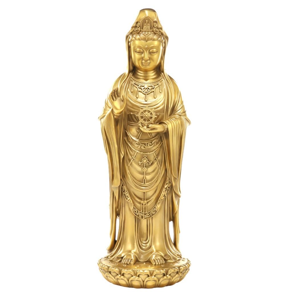 Posąg Buddy do wnętrz kult do domu mosiężny posąg Buddy Ozdoby Guanyin posąg Buddy Biuro Metalowe Ozdoby Rzemiosło Medytująca Figurka Buddy Rzeźba