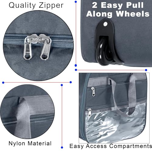 NISUN Nylon 83 Cm Extra Large Travel Duffle Bag, Luggage Bag Covertible Trolley Duffel Storage Bag with 2 Wheels & Pull Handle - (Grey, 83x36cm) 3 51tOEdgGGCL