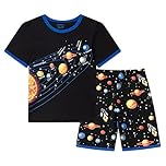Smazero Boys Short Pyjamas Sets Solar System Planets Space Pyjamas Cotton Summer Pjs 2 Piece Outfit Pajamas for Kids Clothes 3-11 Years Black