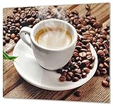 Herdabdeckplatte Schneidebrett Spritzschutz aus Glas Universal 1-Teilig | 60x52 cm Kochfeldabdeckung Induktion Deko Heisse Kaffeetasse