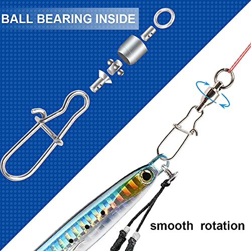 Image of Atibin High Strength Fishing Swivels Tackle Stainless Connector Fishing Snaps Swivel Steel Lock Snap Swivels Saltwater Line Lure Connector 25pcs 108lbs