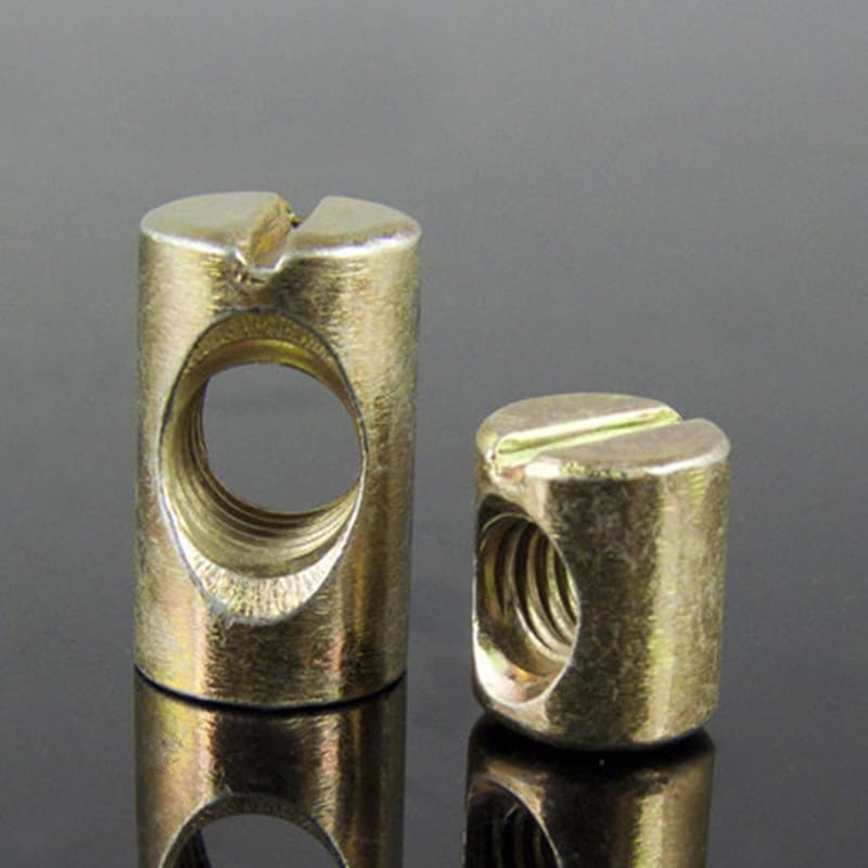 5Pcs M6 Carbon steel One-word hammer nut furniture nuts two-in-one connector element screw cap zinc alloy Length 11mm-15mm - (Size: M6x13mm (5pcs))