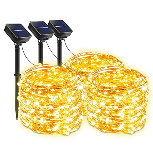 AmmToo 【3 Packs】 Guirnaldas Luces Exterior Solar, luces de hadas jardín Totalmente 36M 360 LED...