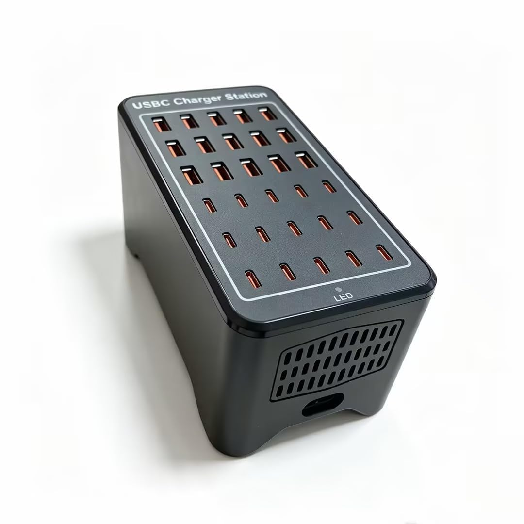 Stazione di ricarica USB da 150 W con 15 porte USB-C e 15 USB-A, protezione intelligente, compatibile con iPhone, iPad, tablet e smartphone, ideale per sala da pranzo, ufficio e studio