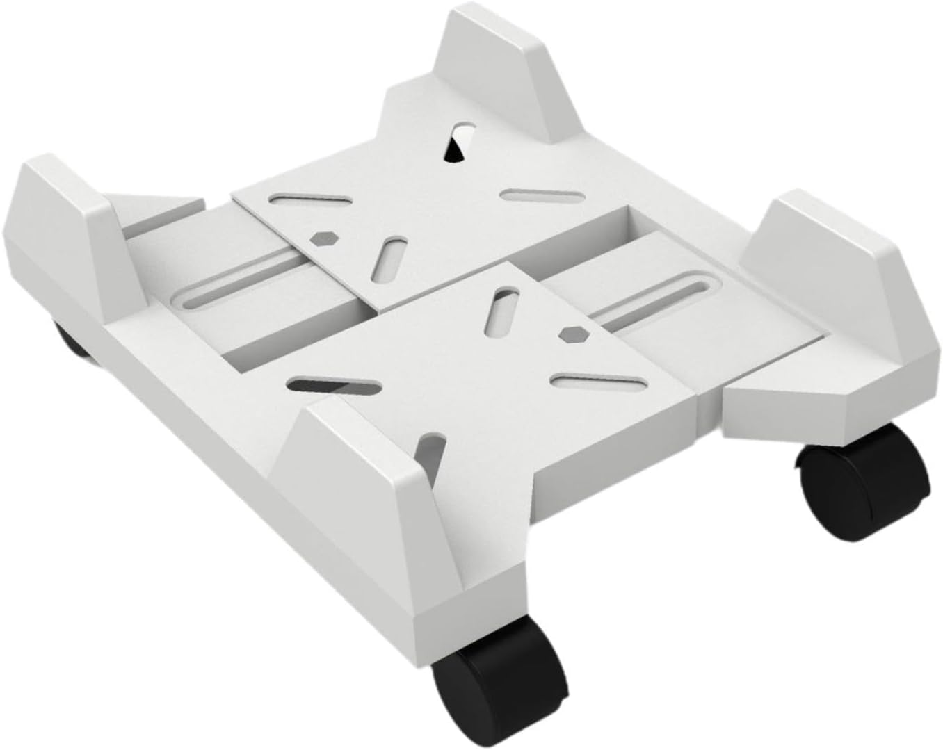 Computer Tower Stand Mobile CPU Stand with 4 Rolling Caster Wheels Adjustable PC Floor Cart Under Desk PC Riser Holder 12.20inch Length- White