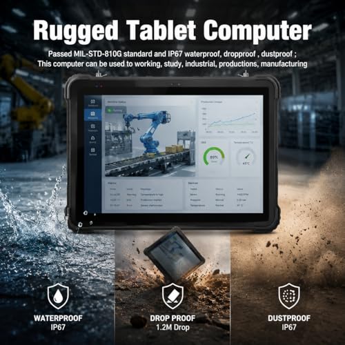 Image of Yeyoo 12.6 inch Rugged Tablet Win 11 Pro, IP67 Waterproof Dustproof Industrial Tablet PC, Intel N100 16GB+128GB , High-Precision GPS, WiFi+BT, 8000mAh Battery (12.6 inch /1255U /16+128 /4G /GPS /2D /5600mha)